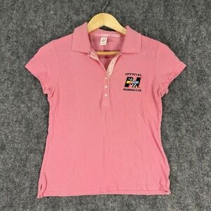 HYP NASCAR Polo Shirt Girls M Pink Embroidered Short Sleeve Cotton